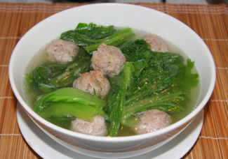 Canh cải bẹ xanh thịt viên